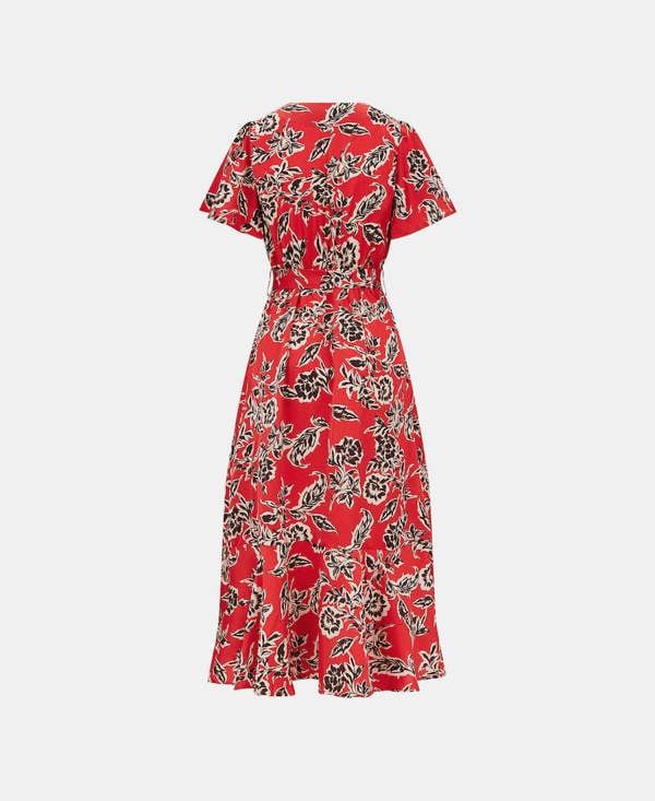 Red Floral Wrap Maxi Back