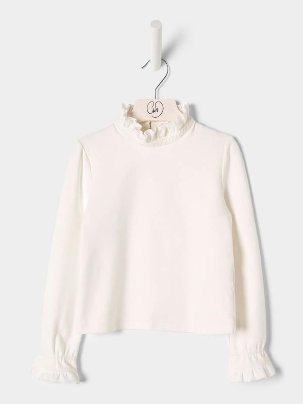 GWD Daria White Jersey High Neck Top