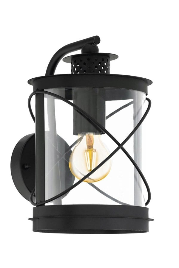 EGLO Hilburn Black Lantern-Style Exterior Wall Light