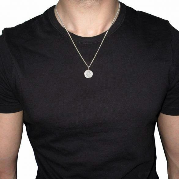Christopher James of London Sterling Silver 16mm Flat Edge St Christopher Pendant With Optional Personalisation and Chain