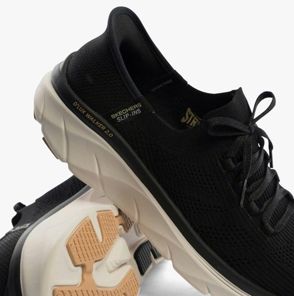 Skechers 150105/BKTN D'LUX WALKER 2.0-THRILL MOVEM Womens Trainers Black/Tan