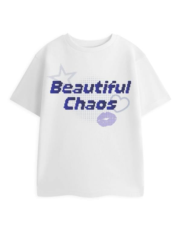Vanilla Underground Show Me The Merch Girls White Beautiful Chaos Short Sleeved T-Shirt