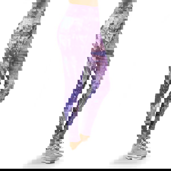OOOOO Women's Leggings High Waist Tye Dye Stretchable Activewear, Light Purple