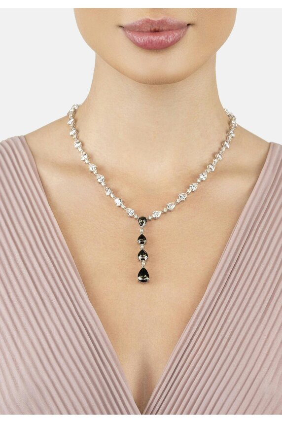 Latelita Elizabeth Statement Necklace Smokey Quartz Silver
