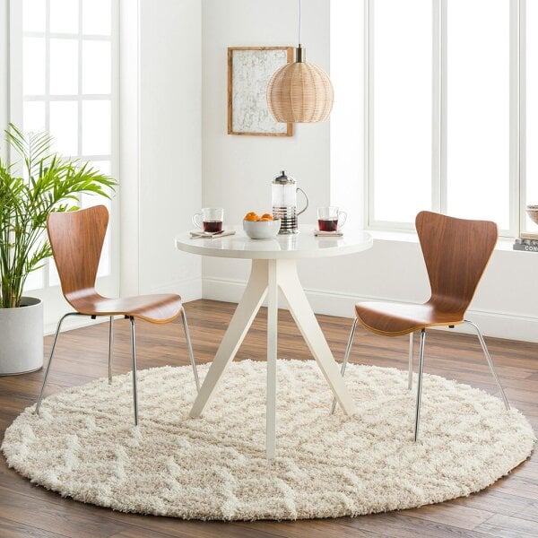 Livabliss Urban Shaggy USG2303 Geometric Cream Beige Soft Plush Pile Rug - 160 cm Round