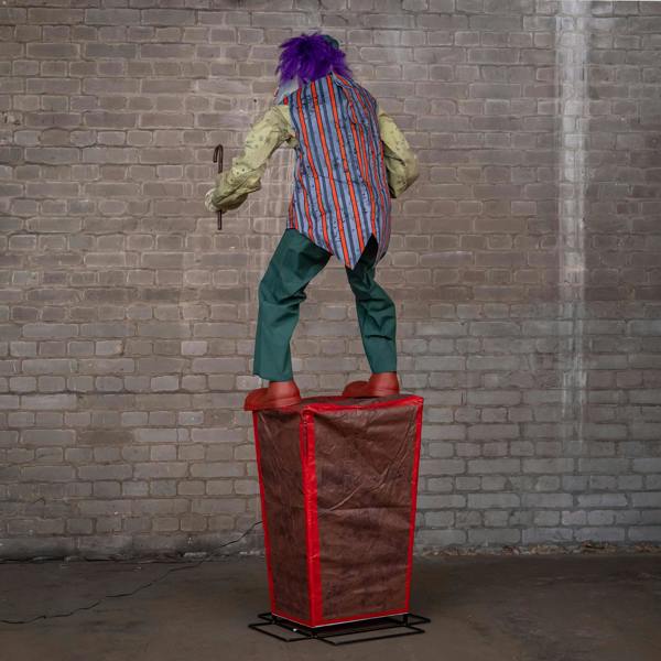 Samuel Alexander 6ft (72 Inch) Tall Servo Carnival Barker Halloween Animatronic with Glowing Digi-Eyes