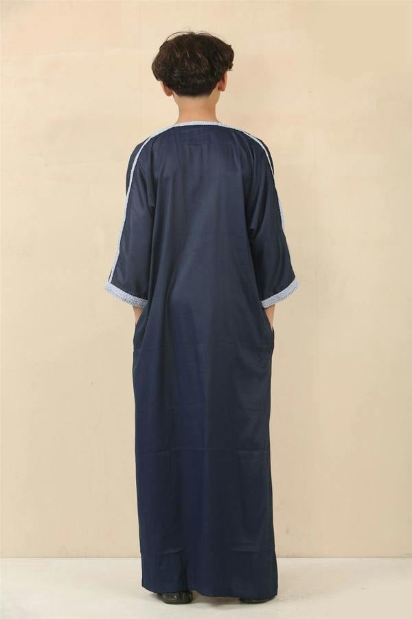 Infinity Leather Kid's Boys Blue Moroccan Thobe Jubba Robe Eid Djellaba Gandoura