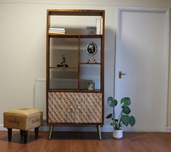 IH Design Camille Retro Multi shelf bookcase with 2 Doors