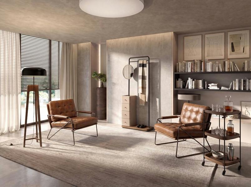 Angel Cerdá Floor lamp in black and white aluminium and walnut-coloured pine wood 8110