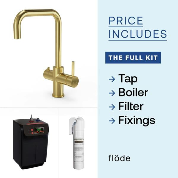 Flode tre | 3 in 1 Boiling Water Tap | Brushed Brass Finish