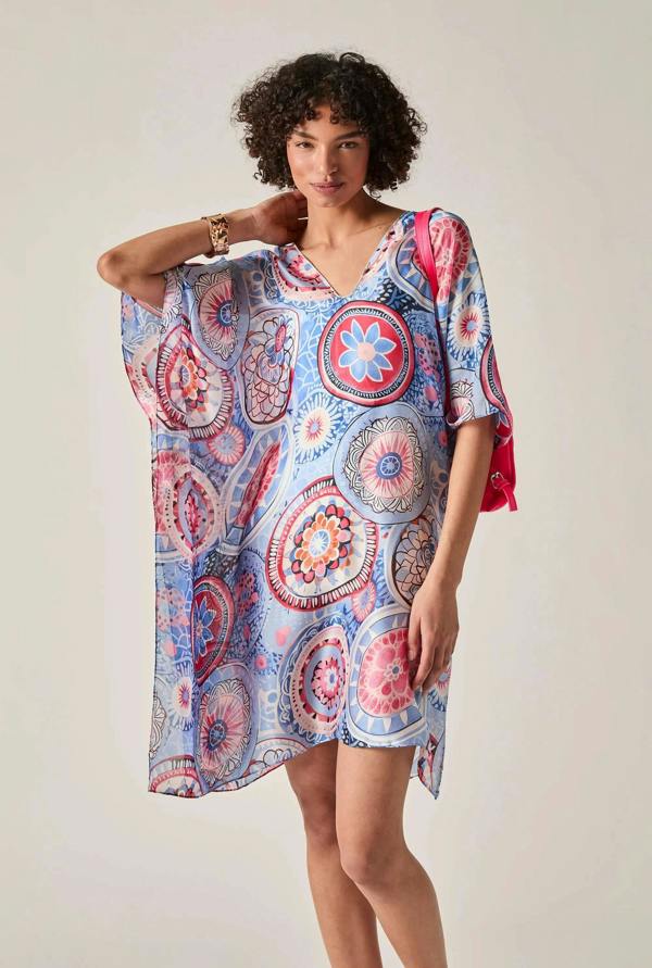 James Lakeland Blue Mandala Print Kaftan