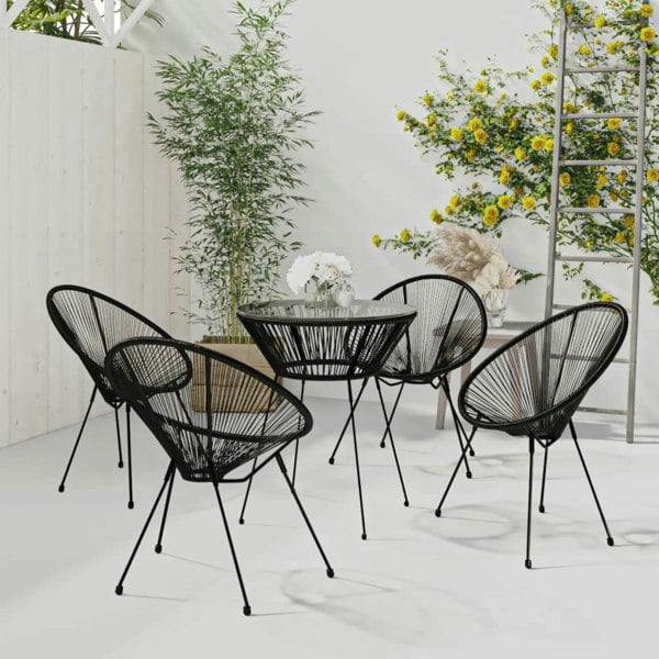 Berkfield 5 Piece Garden Dining Set Black