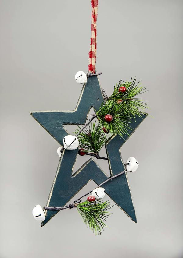 36cm Wooden Hanging Star Decoration in Green for Christmas Home and Seasonal Displays image 1