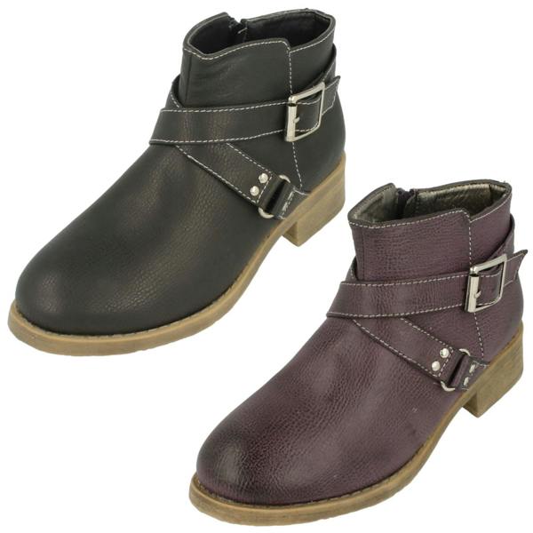 Spot On Girls Spot On Buckle Strap Ankle Boots