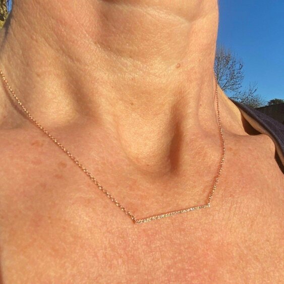 Reeves & Reeves 14K Solid Gold and Diamond Trapeze Necklace - Rose Gold - Rose Gold