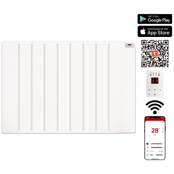 MYLEK Electric Radiator Panel Heater WIFI Smart APP Eco 2000W Bathroom Safe Wall Mounted Timer Thermostat