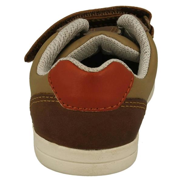 Clarks Boys Clarks Stripe Detailed Hook and Loop Fastening Shoes Den Stripe