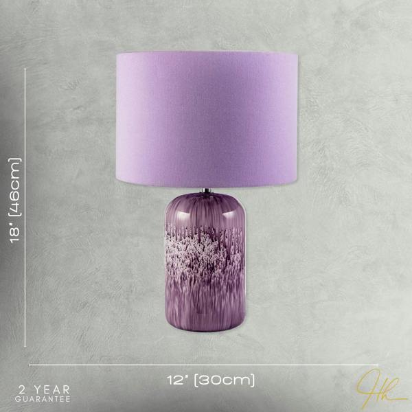 Modern Lavender Lilac Marble Drip Snowflake Glass Lamp with Shade Image 7
