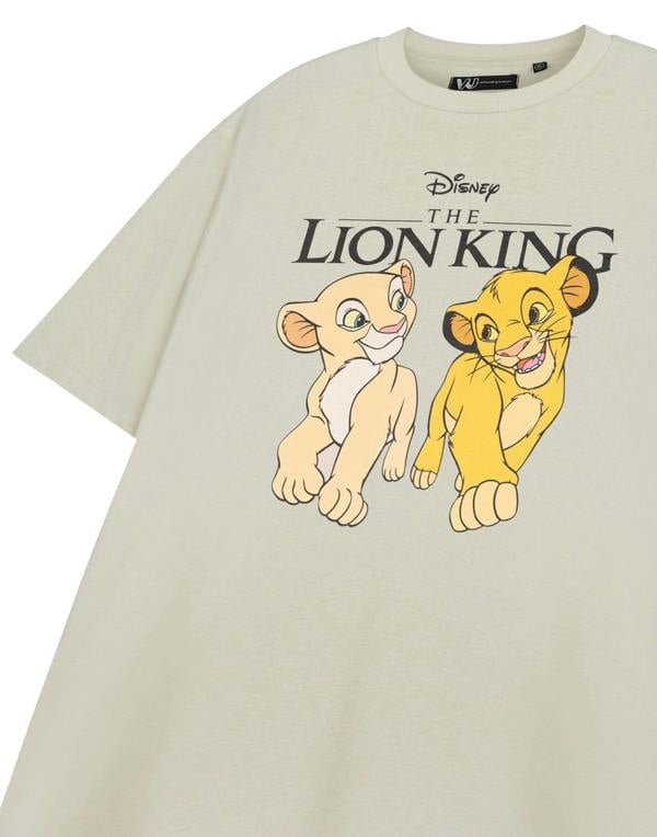 Disney The Lion King Womens Beige Simba & Nala Short Sleeved T-Shirt