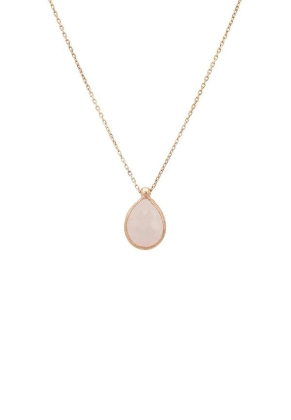 Petite Drop Necklace Rosegold Rose Quartz - LATELITA Necklaces