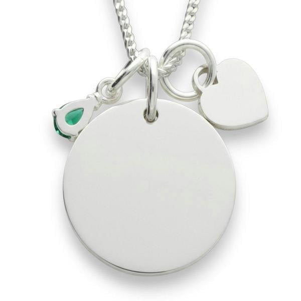Sterling Silver Personalised Birthday Necklace With Teardrop Birthstone Charm - Love Silver Jewellery