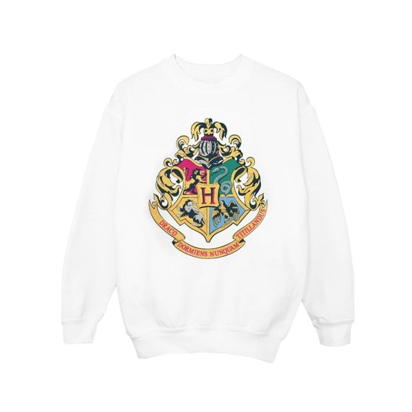 Harry Potter Girls Hogwarts Crest Gold Ink Sweatshirt - White