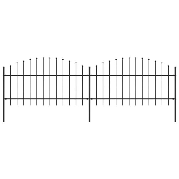 Berkfield Garden Fence with Spear Top Steel (1-1.25)x3.4 m Black