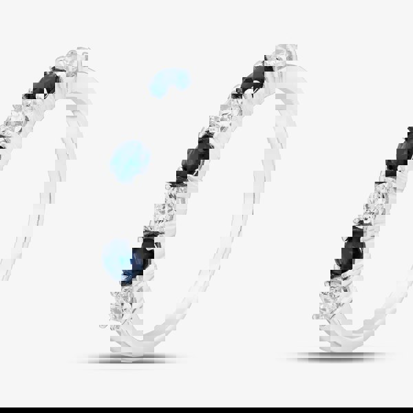 T. H. Baker Sterling Silver Brilliant Cut Blue & White Cubic Zirconia Half Eternity Ring S2215