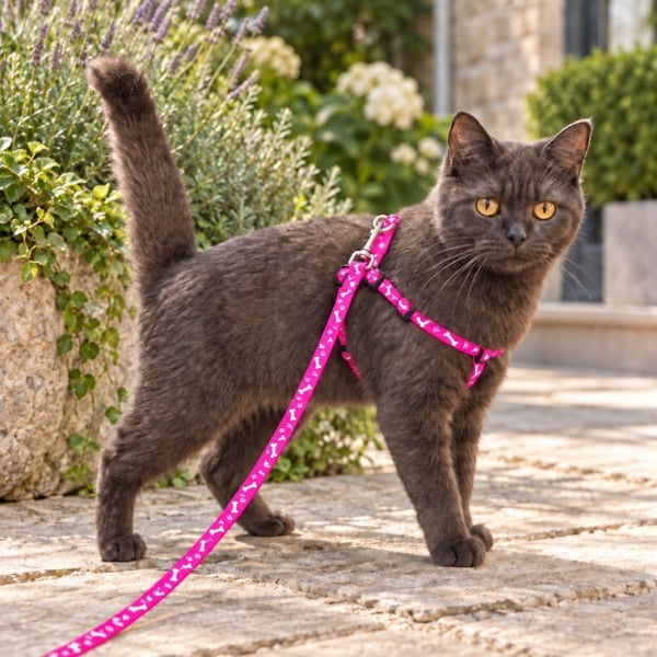 Small Dog / Cat Adjustable Harness with Quick Release Lead