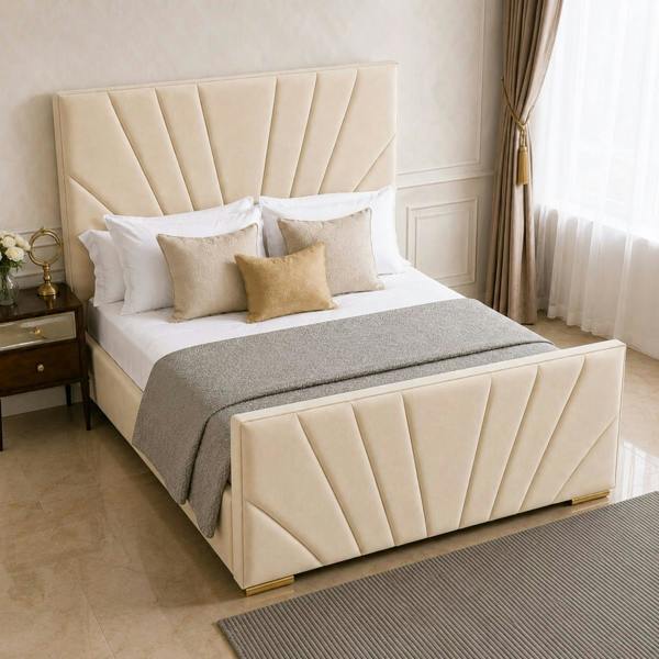 Paradise Beds Novelle Upholstered Bed Frame with Matching Headboard and Footboard