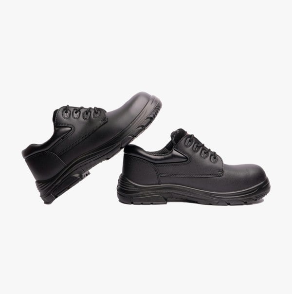 Grafters M9504A Mens Leather Super Wide Safety Shoes Black