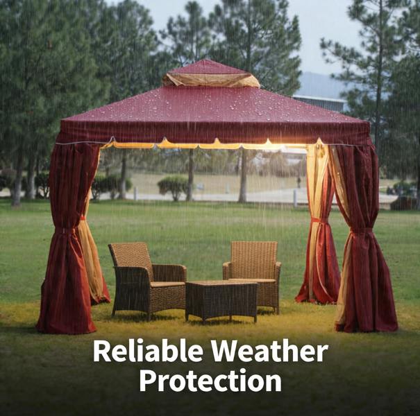 Shatchi Red Gazebo with Nets Aluminium Frame and Powder coated Steel Roof,3x3x2.75m