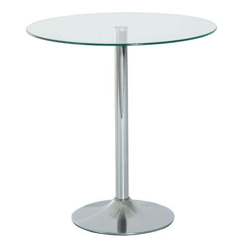 Wyld Haus Diliha Metal And Glass Clear Round Dining Table With Steel Base For Compact Spaces