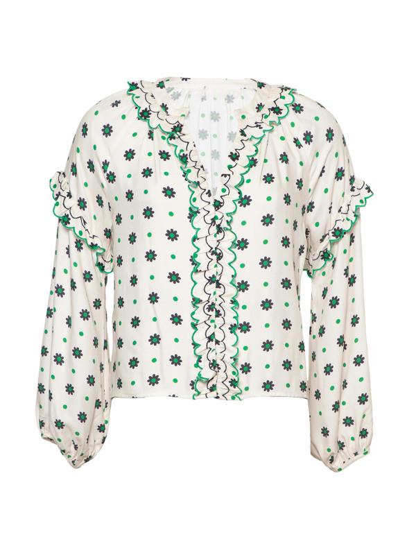Rose & Nancy Joyce Cream Daisy Polka Dot Blouse