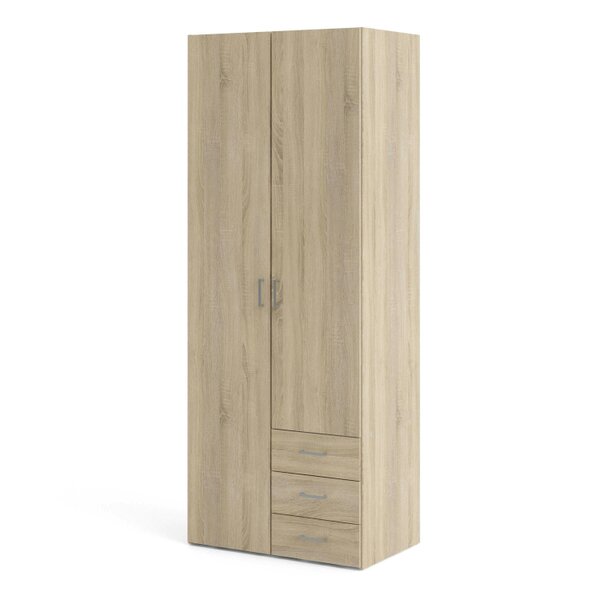 Wyld Haus Berlin Oak Effect Wardrobe 2 Doors, 3 Drawers 1 Shelf