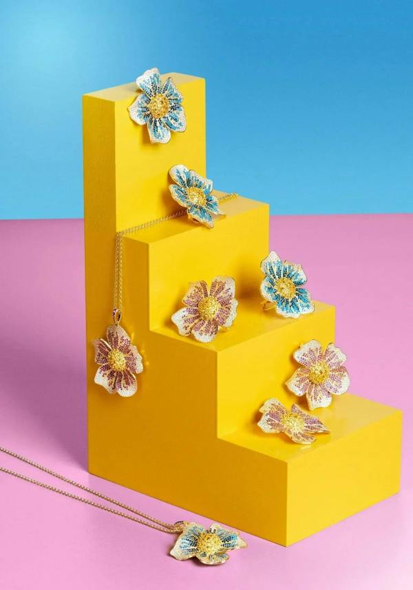 Latelita Pansy Flower Pink Necklace Gold