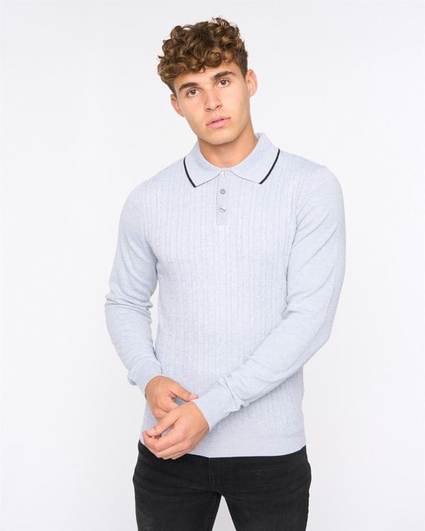 Bewley & Ritch Ambrosden Polo Neck Knit Light Grey Marl