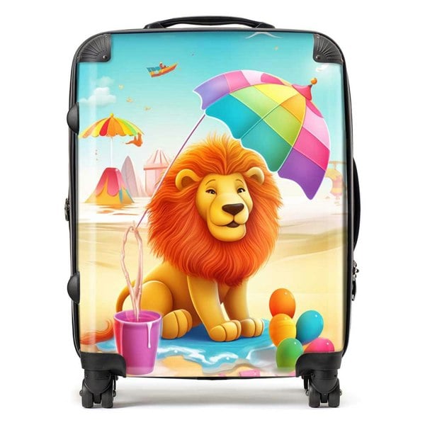 Warren Reed Lion On A Beach Holiday Suitcase