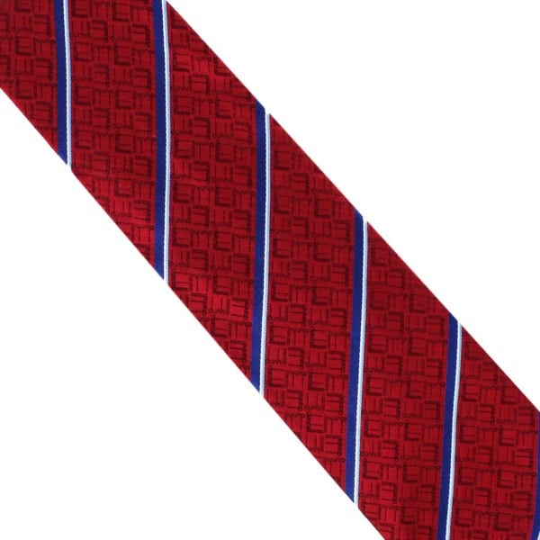 Dunhill silk tie in a stripe and longtail logo pattern