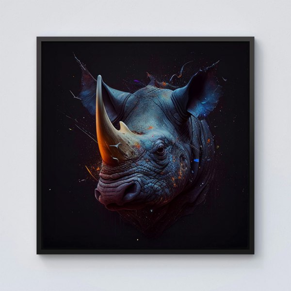 Warren Reed Rhino Face Splash Art Framed Canvas