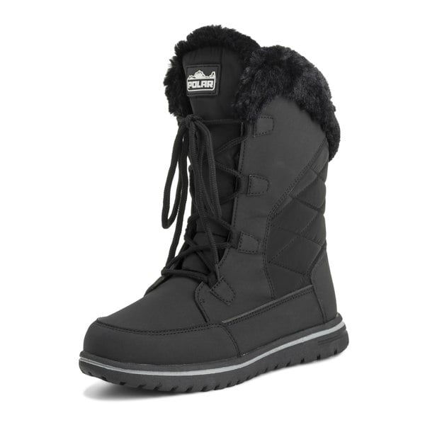 VIVA Polar Boot Women's Quilted Outdoor Cuff Snow Lace Up Faux Fur Boots