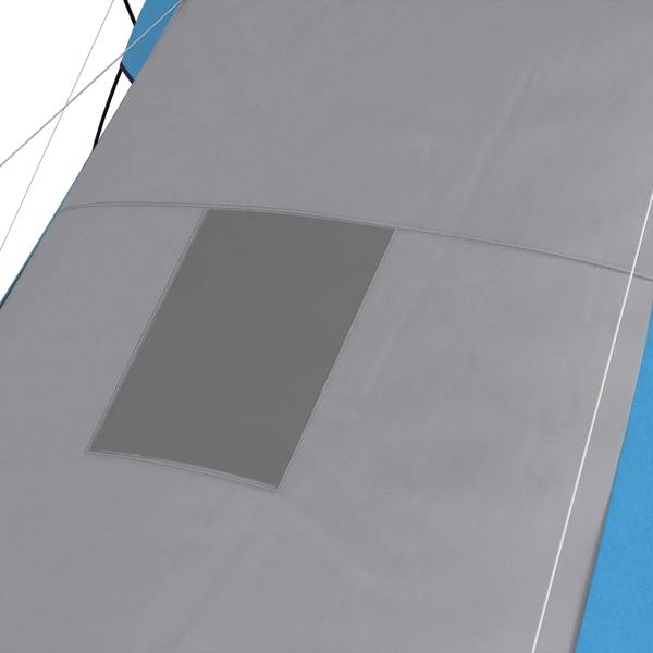 Tent inner floor panel with reinforced square center, blue and gray