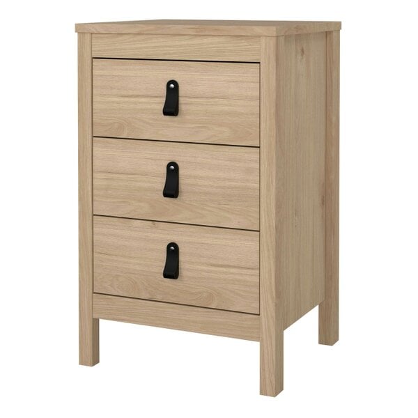 Wyld Haus Wildberry Natural Oak Wood Bedside Table 3 Drawers