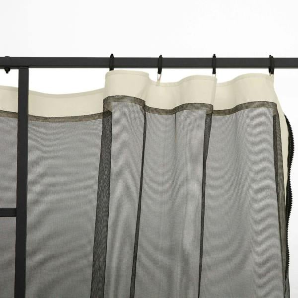 Cream white mesh sidewall panel with top hooks and grey mesh side inserts