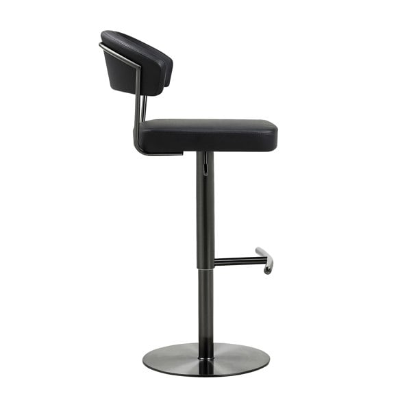 Furniture Edit Cosmo Black Performance Vegan Leather on Black Steel Barstool