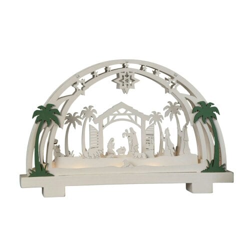 Samuel Alexander 20cm Battery Operated Warm White LED Wooden Arch Nativity Scene Christmas Decoration