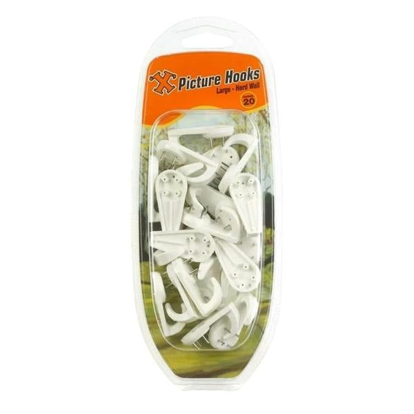 X Hard Wall Hooks Large White Nylon 20pk - One Colour - 