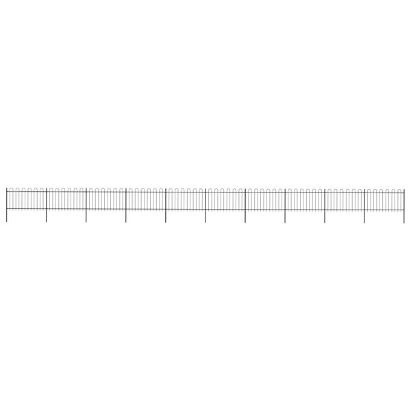 Berkfield Garden Fence with Hoop Top Steel 17x1 m Black