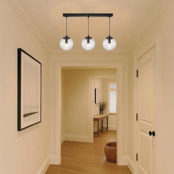 COSYLYTE Kingston 3 Light Ribbed Glass Pendant Light