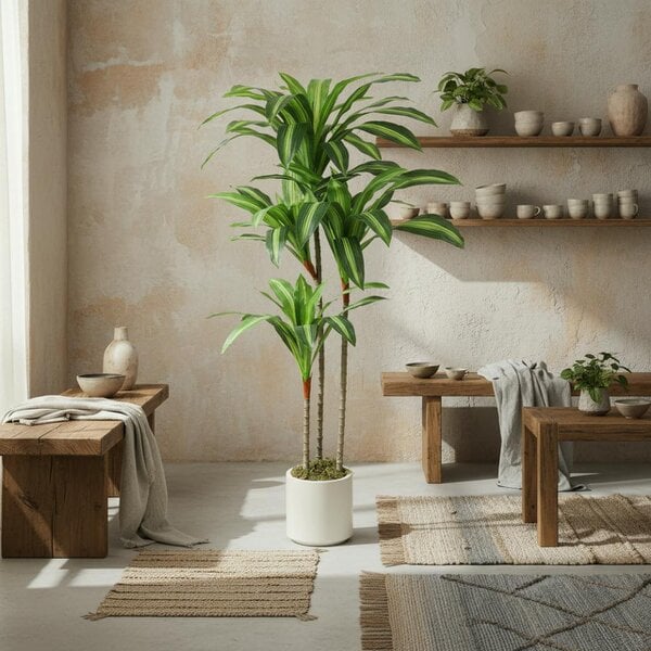 Wyld Haus Mivi Artificial Dracaena Style Tree With Flexible Trunks 120cm Green